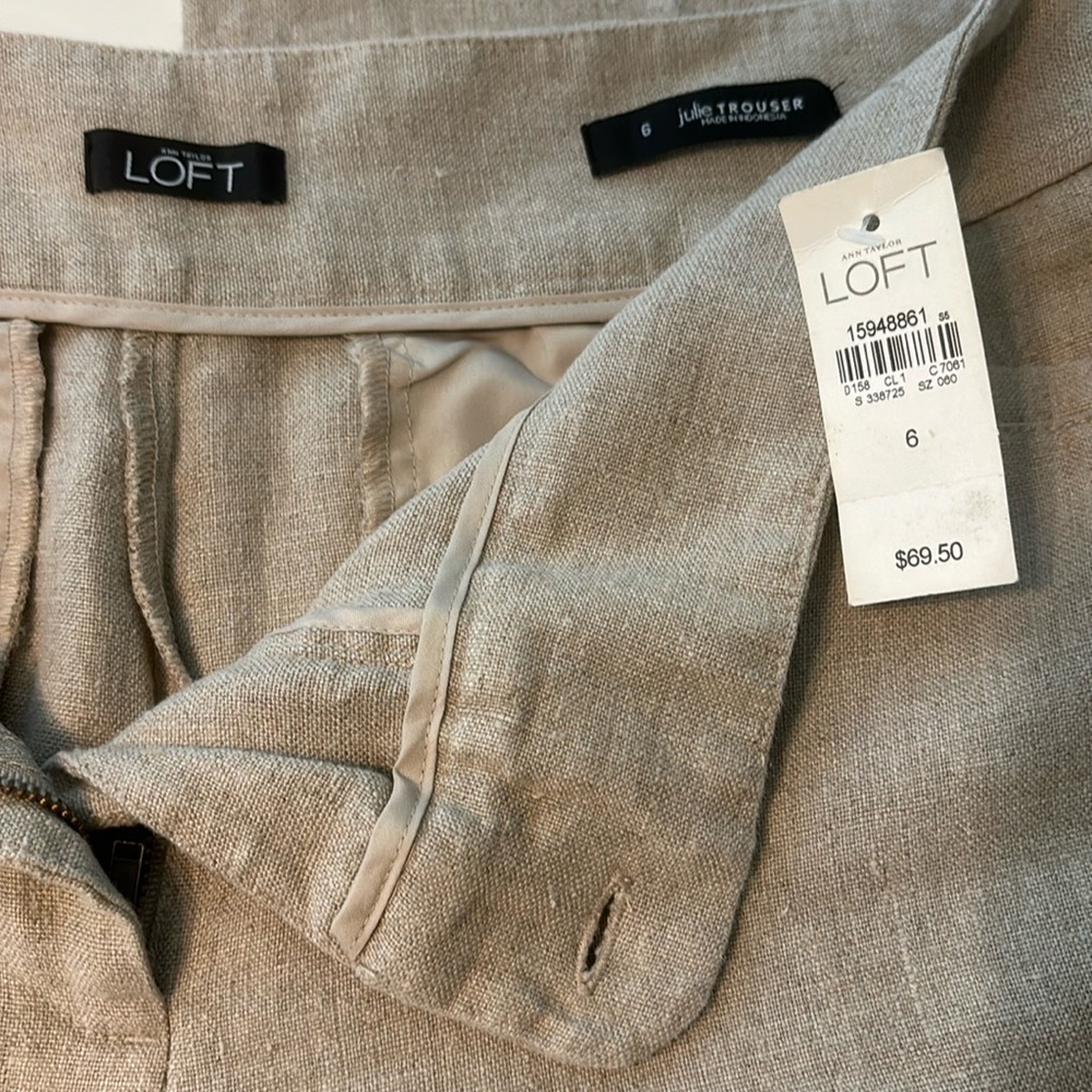 NWT Ann Taylor Loft 100% linen wide leg pant sz 6 with 32” inseam